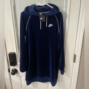 Nike Velour Hoodie Sweatshirt Dress Loose Fit Medium
